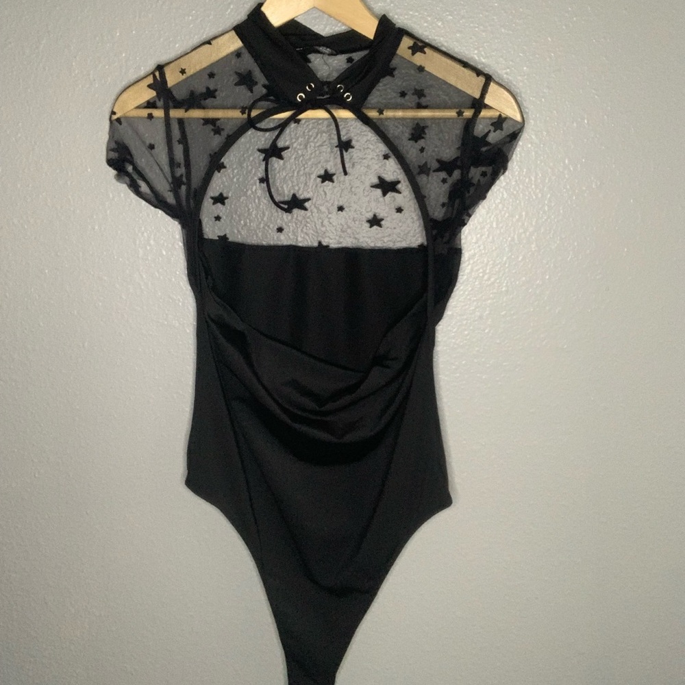 Black Sheer Star Bodysuit
